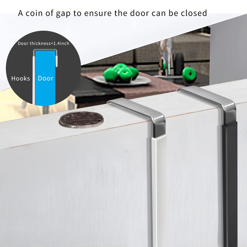 أف واي واي FYY 6 قطع فوق خطافات الباب، وخطافات شماعات الأبواب مع المطاط لمنع الخدوش، وخطافات تنظيم شديدة التحمل لغرفة المعيشة، والحمام، وغرفة النوم، والملابس المعلقة للمطبخ، والمناشف، والقبعات، والحقائب باللون الأسود + الأبيض - Image 5